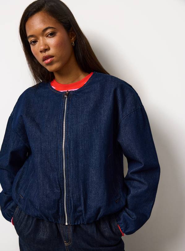 Dark Rinse Denim Bomber Jacket 8